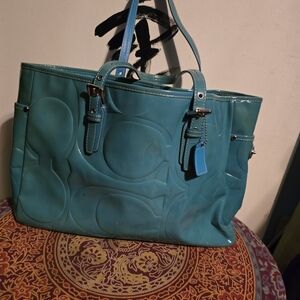COACH Tiffany Blue Embossed Gal Tote